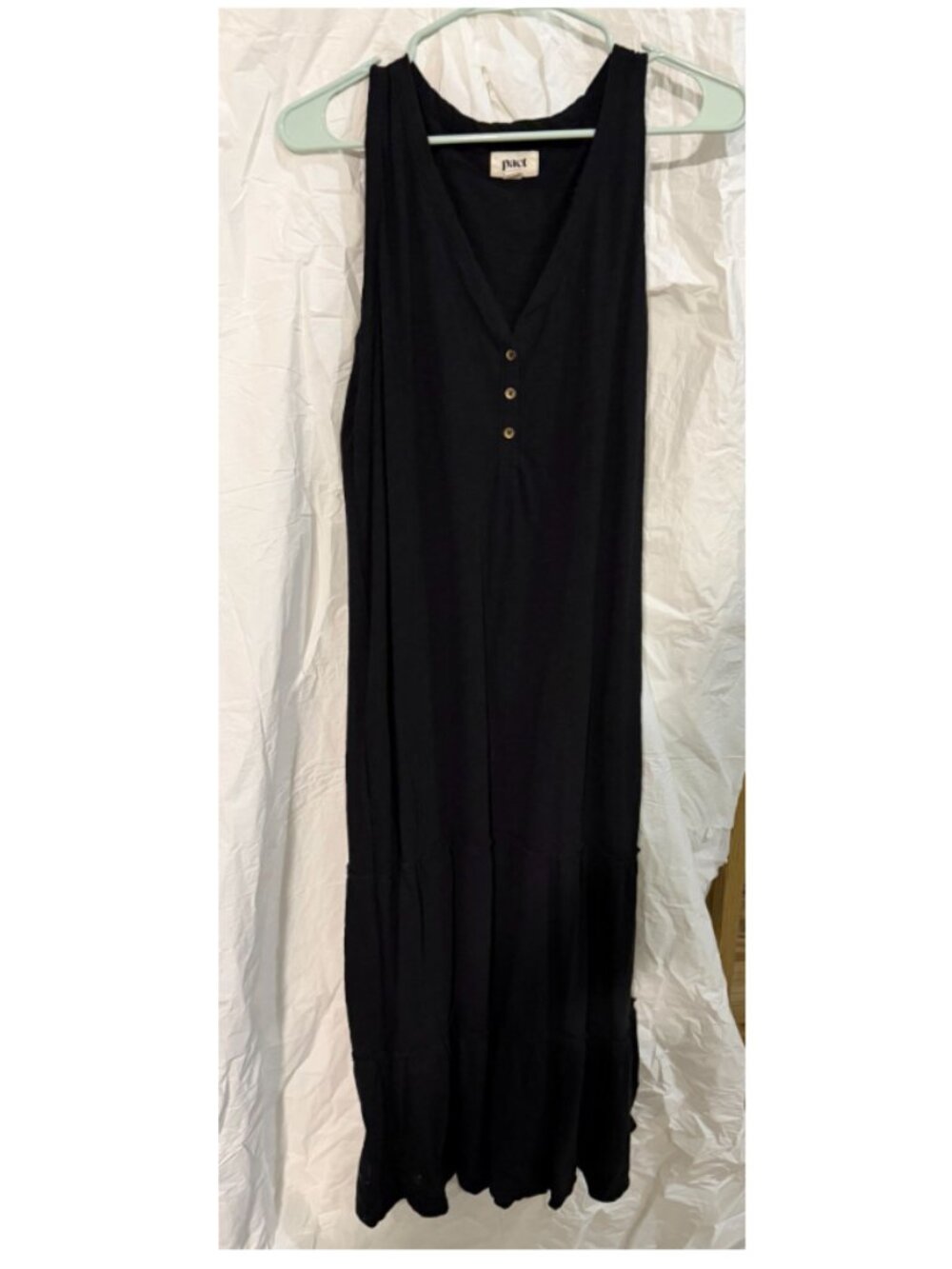 PACT - Women's Black Relaxed Slub Patio Dress - SIZE XL - Picture 2 of 8